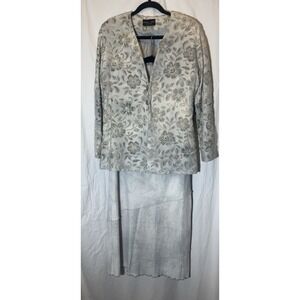 Teatro Dei Sogni Brocade Jacket Silver With Floral Design And Silver Size 46 P42